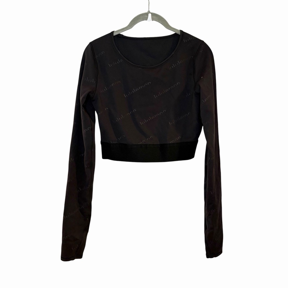 Lululemon Wunder Train Cropped Long Sleeve Special Edition Embossed Black 6